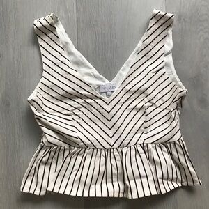 INTERMIX PEPLUM TANK CROPPED V NECK SHELL TOP BLOUSE P